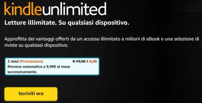 Kindle Unlimited Promo 2 mesi Gratis
