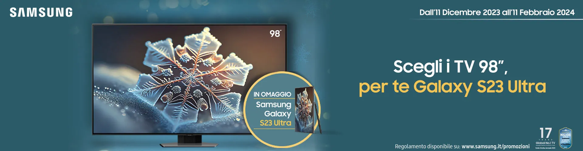 Promozione Imperdibile Yeppon:  Galaxy S23 Ultra in Omaggio con l’Acquisto di un TV Samsung 98″!