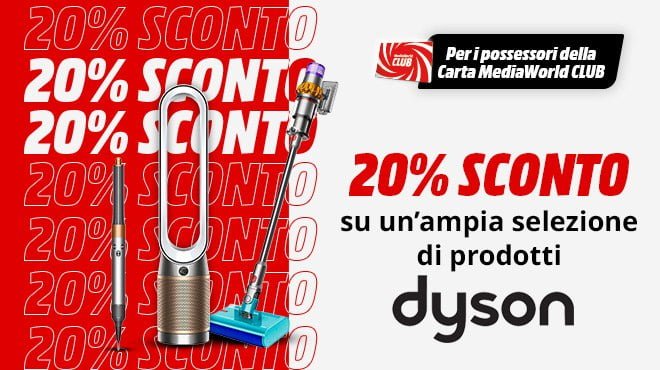 Mediaworld Dyson Days: 20% di Sconto su Prodotti Selezionati! Mediaworld Dyson Days: 20% di Sconto su Prodotti Selezionati!