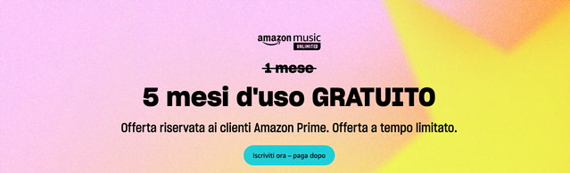 Prova Gratis Amazon Music Unlimited per 5 Mesi