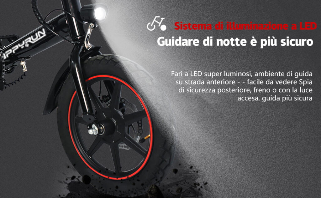 La Bicicletta Elettrica a Pedalata Assistita Più Economica del Mercato: Recensione Completa 3 Sisteme illuminazione bici elettrica pieghevole