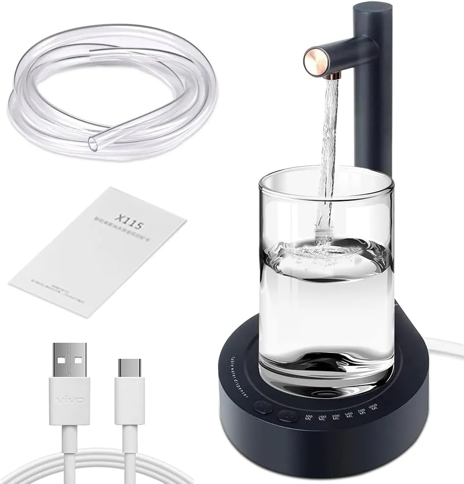 BNGXR Dispenser Automatico per Bottiglie d’Acqua, Pompa Elettrica USB Portatile con 6 Livelli, Universale per Casa, Ufficio e Outdoor