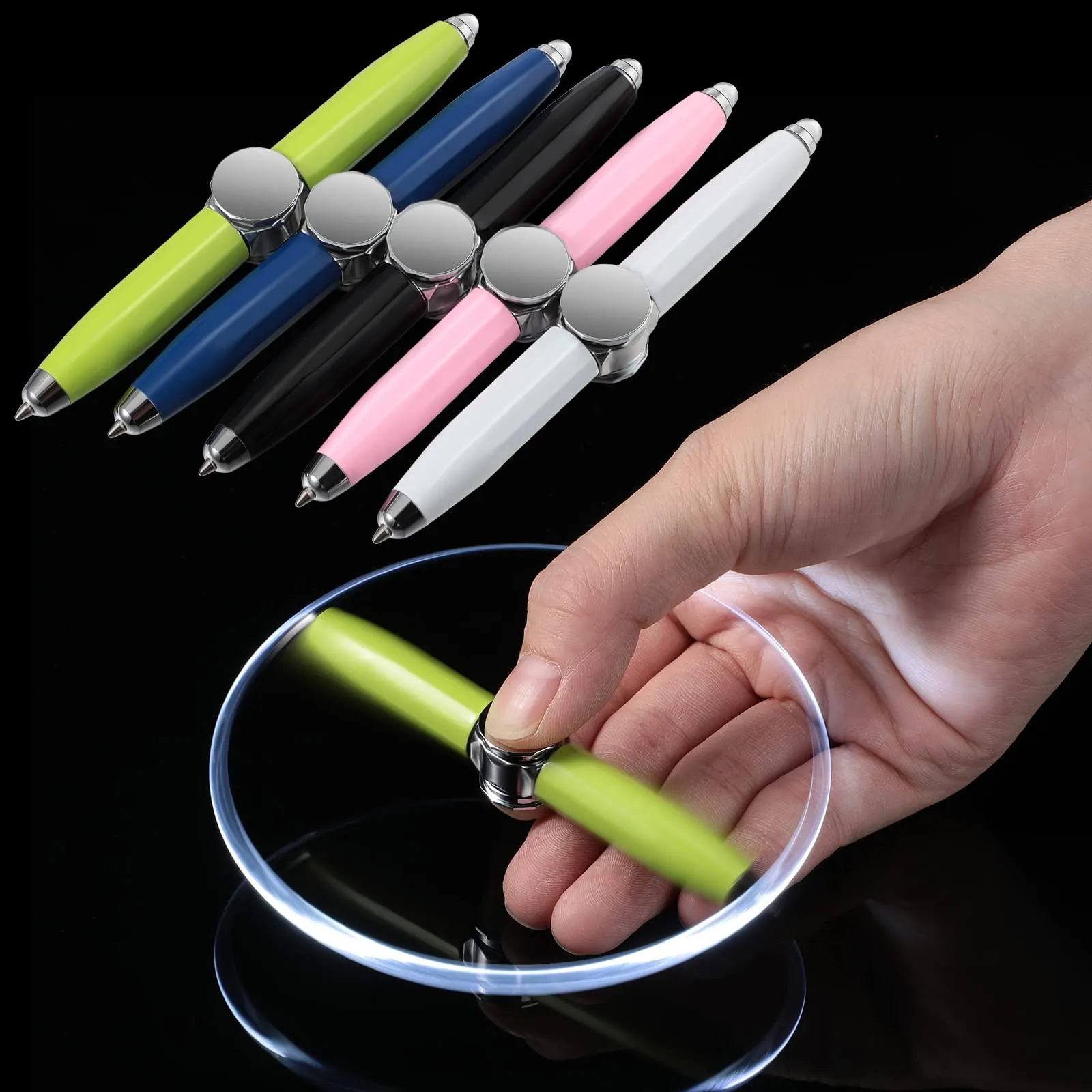 Penna Fidget con Luce LED Gyro Penna a Sfera Finger Thinking