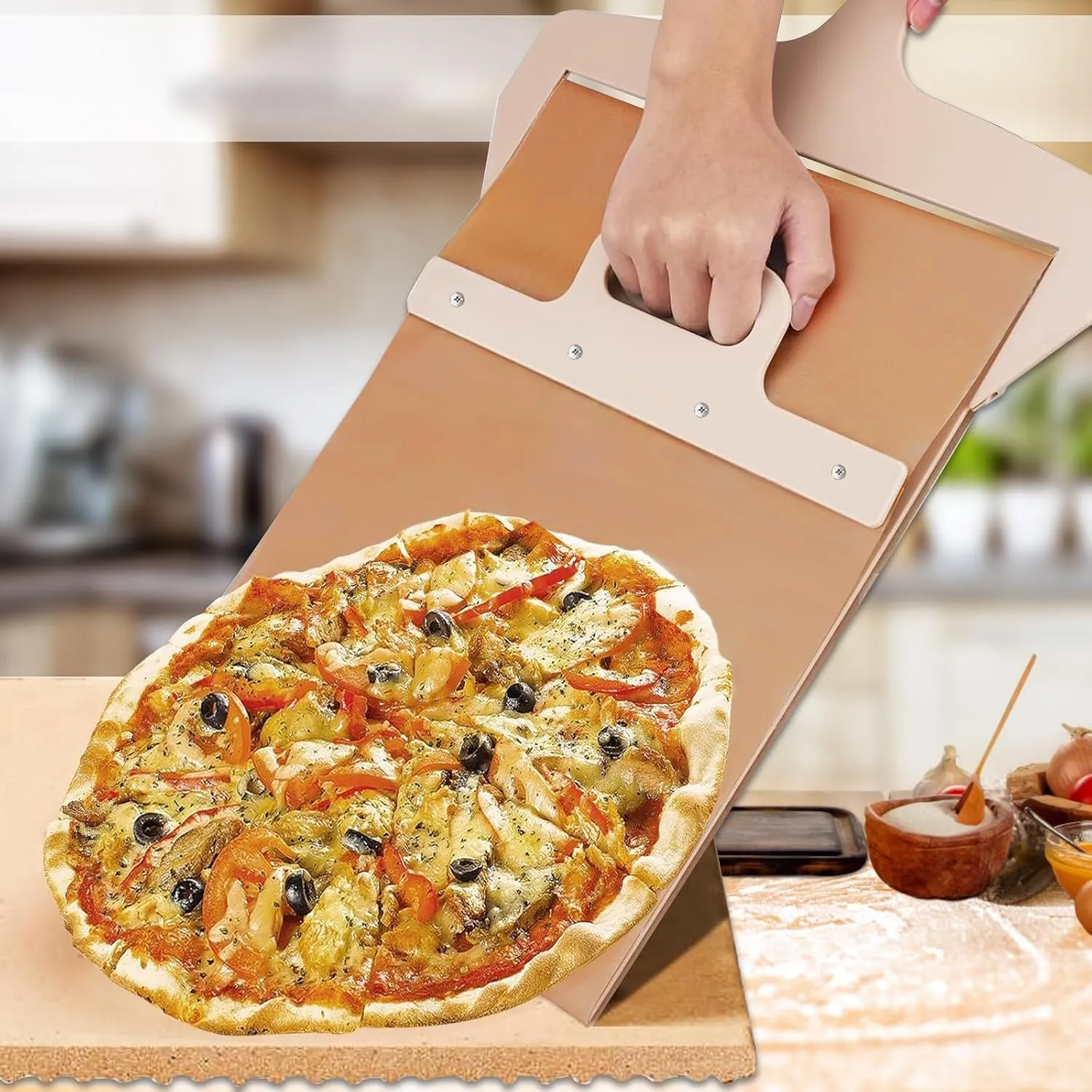 Sliding Pizza Peel 2024: Pala Pizza Scorrevole Antiaderente con Manico Ergonomico Sliding Pizza Peel 2024: Pala Pizza Scorrevole Antiaderente con Manico Ergonomico