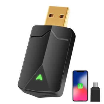 AOUQEE Adattatore ‌Carplay Wireless, Converte Carplay da cablato in Wireless, Adattatore Carplay wireless, Veloce e Stabile,Type-C/USB Plug & Play Mini, Compatibile con iOS 10+