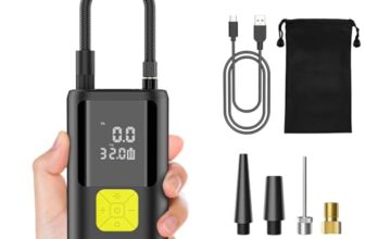EVARYOO 6000mAh Mini Compressore Aria Portatile Auto, 150PSI Gonfiatore Bici Elettrico con Schermo LCD Digitale e Torcia LED, Pompa Elettrica per Bicicletta, Auto, Moto, monopattino, Palloni