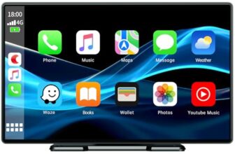 Volam Autoradio Portatile con Wireless A-pple Carplay & Android Auto, 9 Pollici Radio Auto Portatile con IPS Touchscreen, Auto Stereo Radio con Bluetooth 5.0/GPS/Controllo Vocale/Mirror Link/FM/AUX