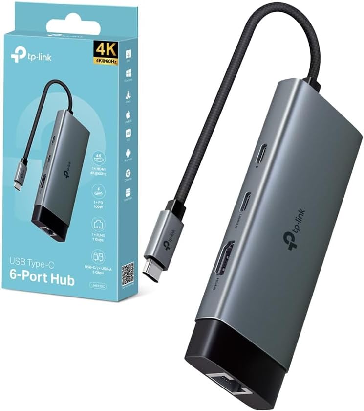 TP-Link Hub USB-C 6 porte, HDMI, Ethernet