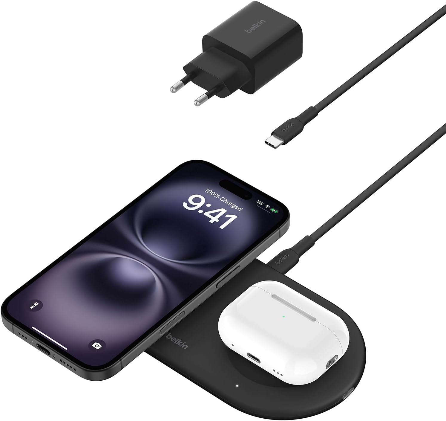 Belkin BoostCharge Pro Tappetino di Ricarica Wireless 2 in 1