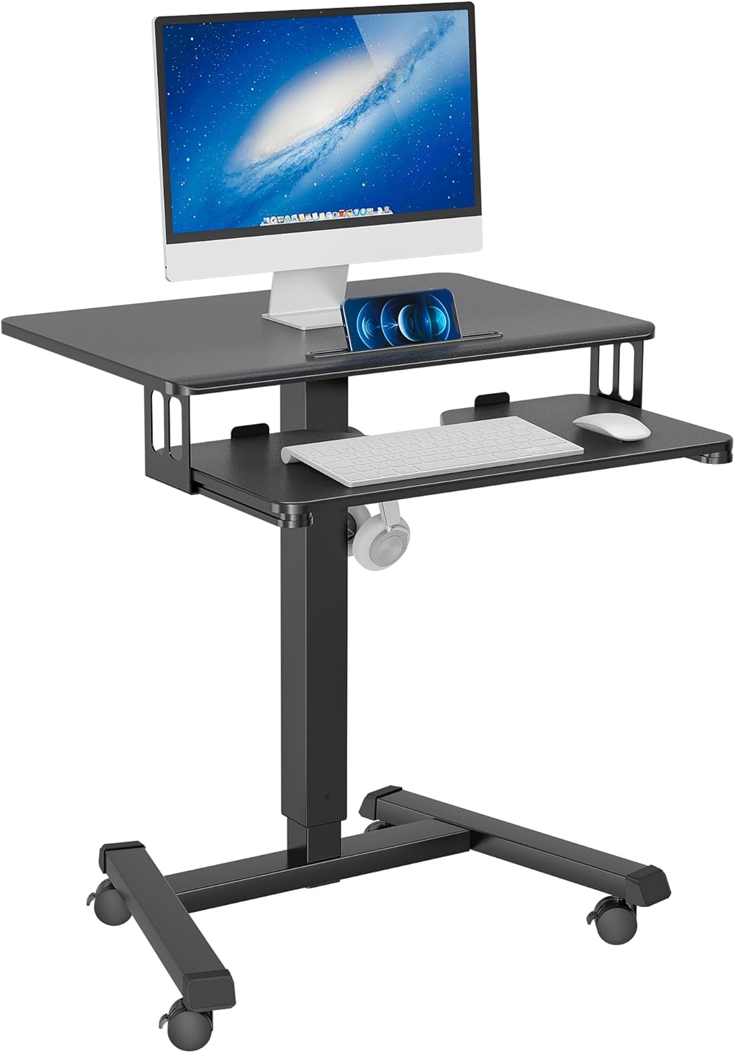 Scrivania mobile angolare regolabile con ruote