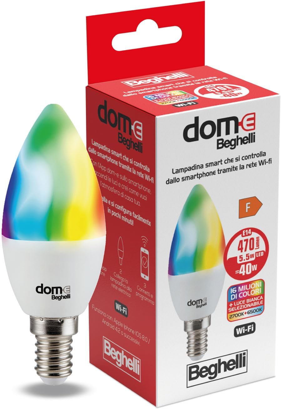 Beghelli – Lampadina LED Smart OLIVA E14 5W RGB-CCT WiFi