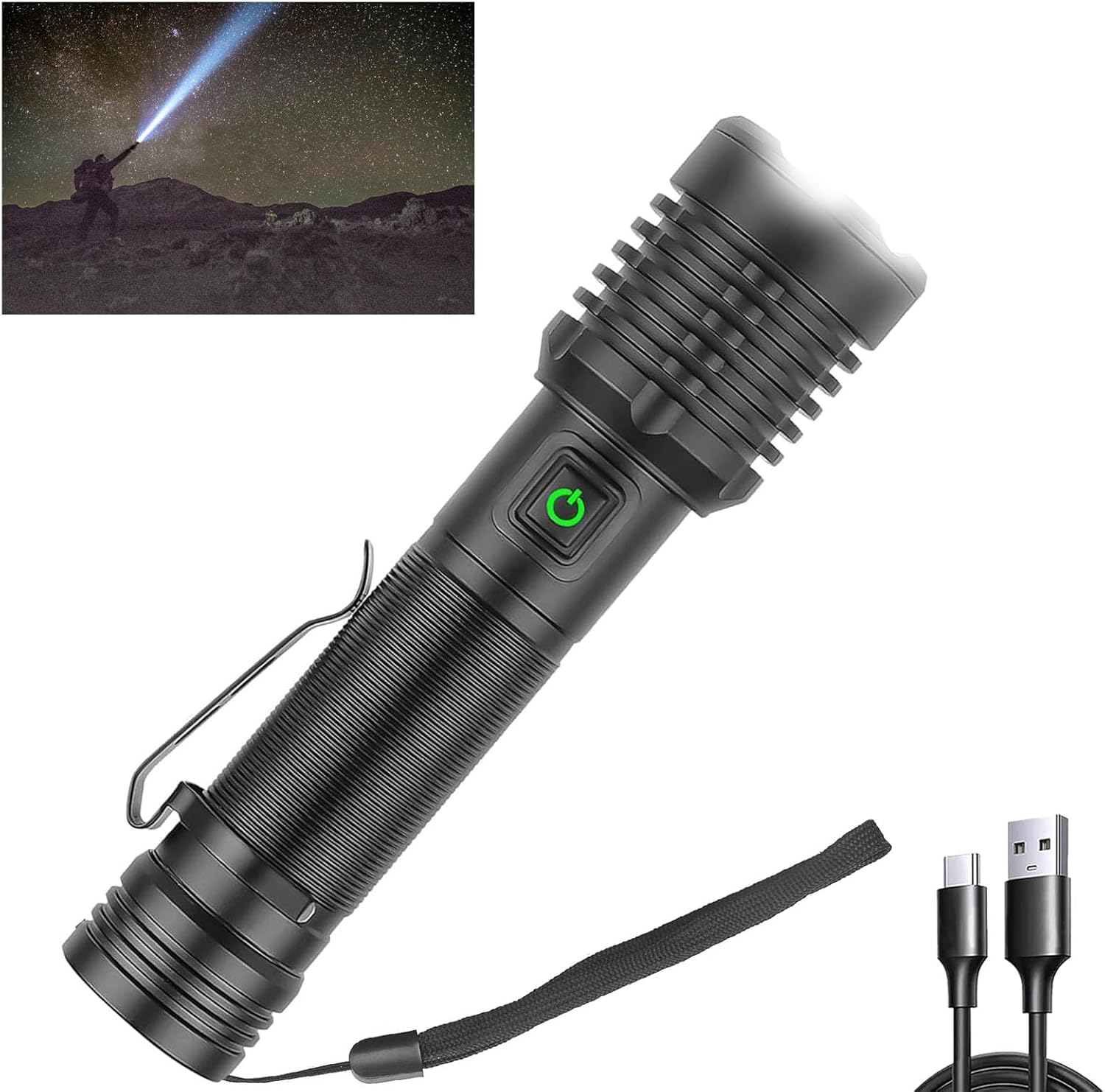 Torcia LED ricaricabile 90000 lumen USB