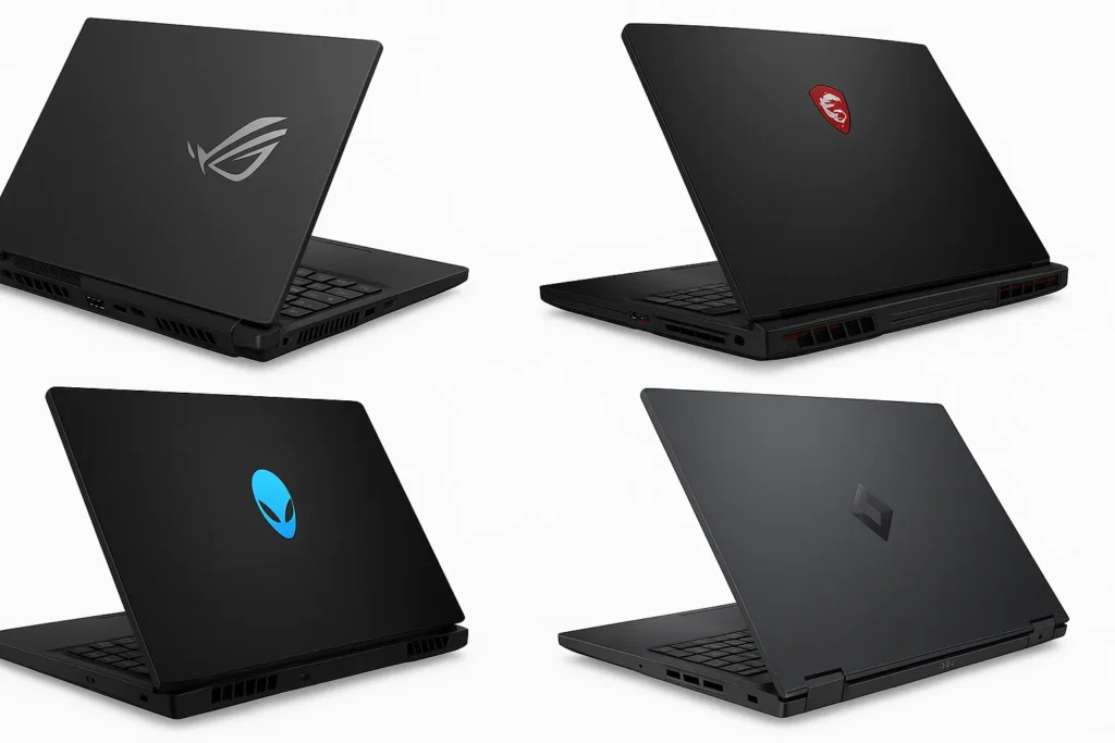 Collage of different gaming laptops