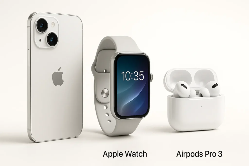 Collezione di prodotti Apple 2025 – iPhone 17, Apple Watch, AirPods Pro 3