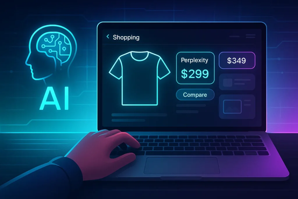 Digital shopping experience with AI assistant comparing prices