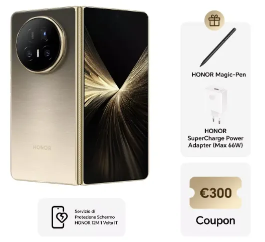 Honor Magic V5: 300€ di sconto con codice esclusivo Honor Magic V5: 300€ di sconto con codice esclusivo
