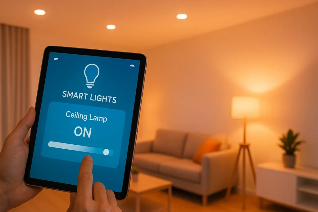 Impianto di luci smart controllato con app mobile