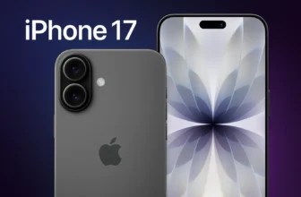 Nuovo iPhone 17 in primo piano con display acceso, sfondo futuristico