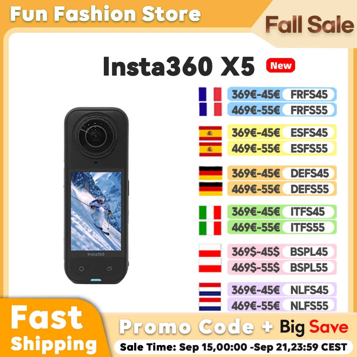 Insta360 X5 action cam 8K impermeabile