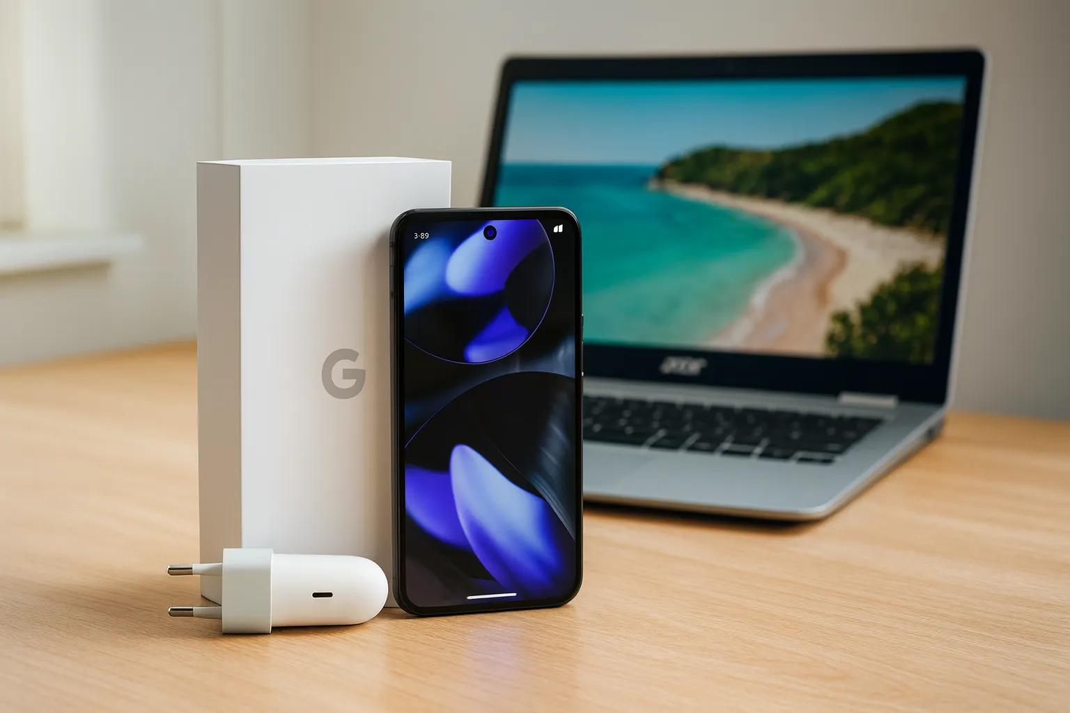 Un Google Pixel 9 nuovo e moderno su un tavolo