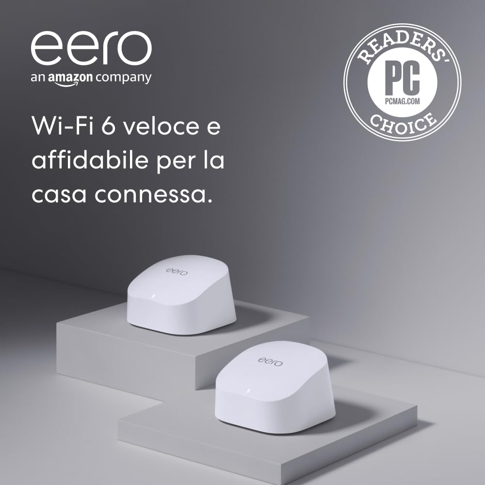 Wi-Fi Mesh Eero 6 copre 280 m², kit 2 pezzi