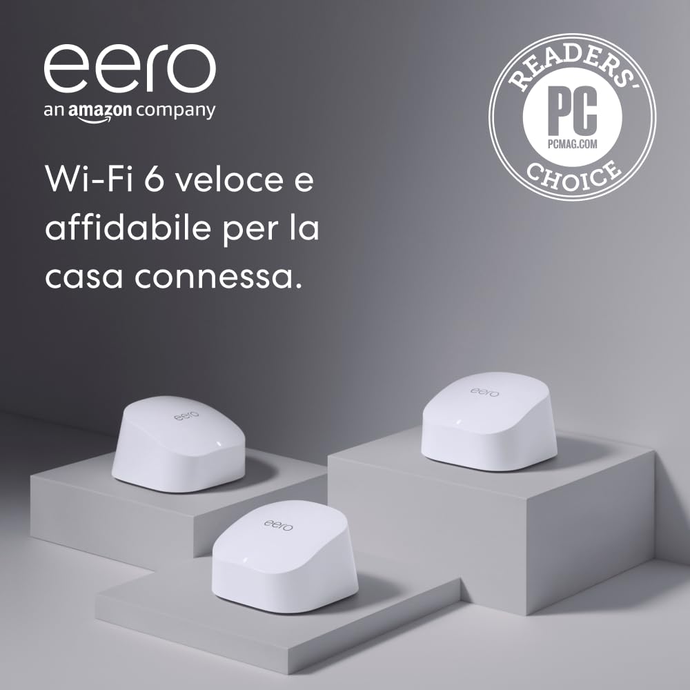Wi-Fi Mesh Eero 6 copre 420 m², kit 3 pezzi