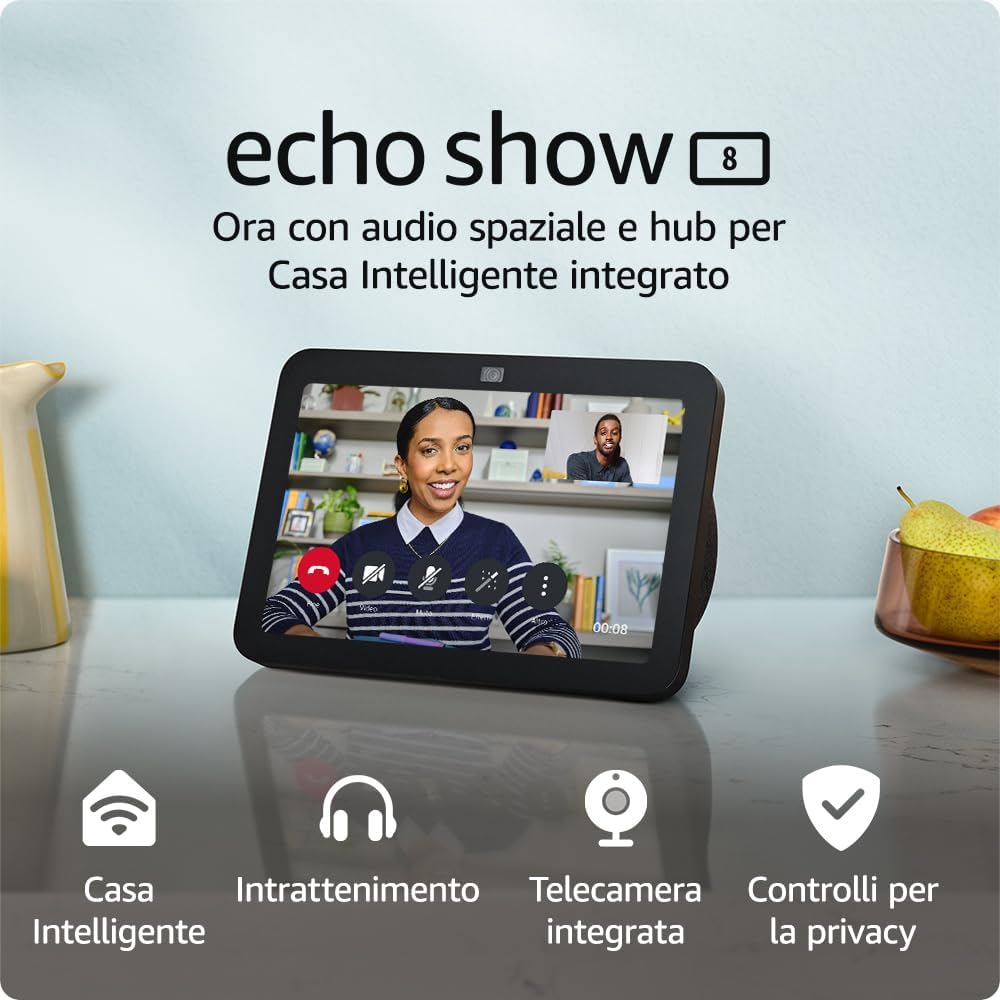 Echo Show 8 Alexa: Schermo HD, Audio Spaziale