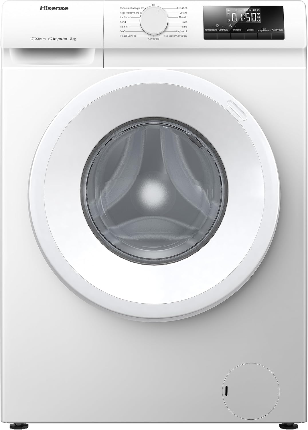 Hisense lavatrice 8 kg vapore 1400 rpm