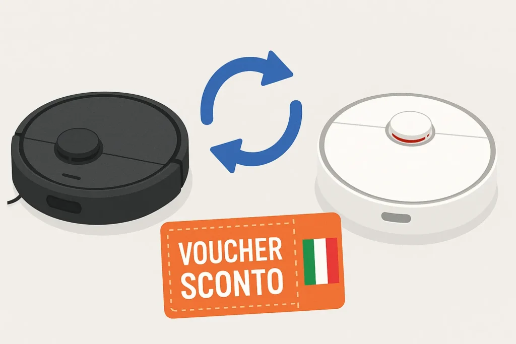 Robot aspirapolvere vecchio e nuovo affiancati