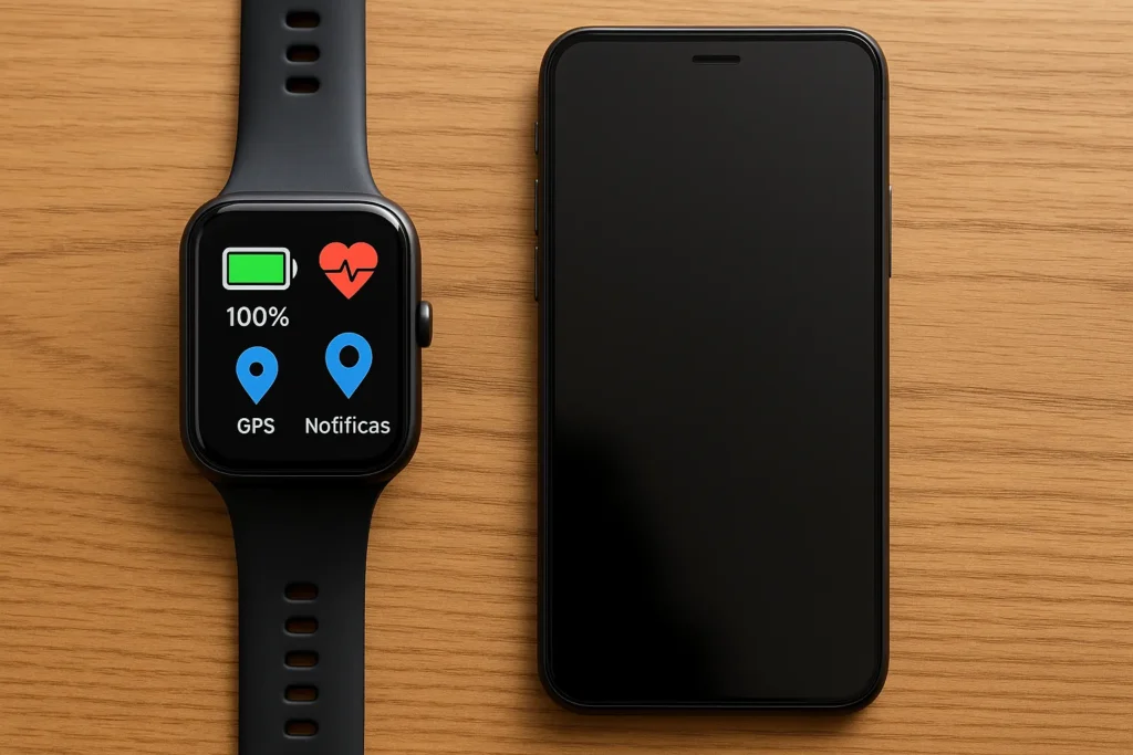 Come scegliere uno smartwatch nel 2025 9 Smartwatch su tavolo accanto a smartphone