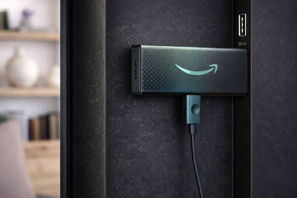 Fire Stick Amazon collegata alla TV per streaming Netflix VPN