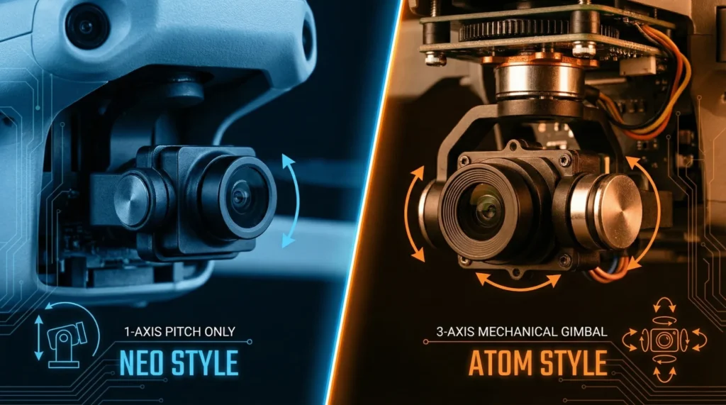 Differenza gimbal 1 asse vs 3 assi stabilizzazione drone