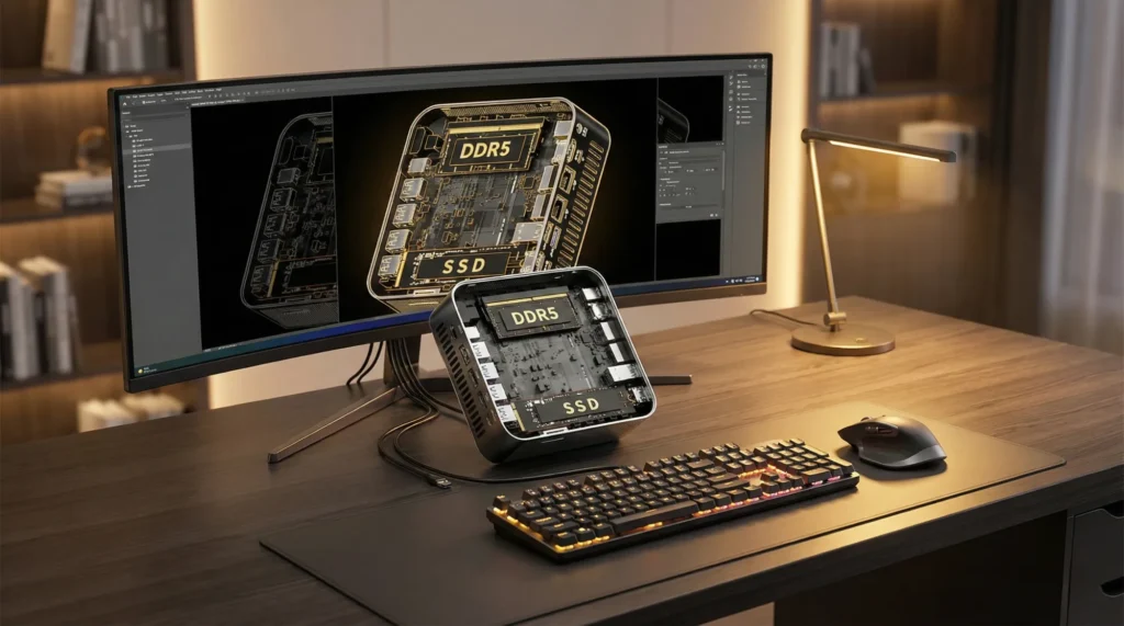 Layout interno componenti Geekom A7 Ryzen 9 sistema raffreddamento.