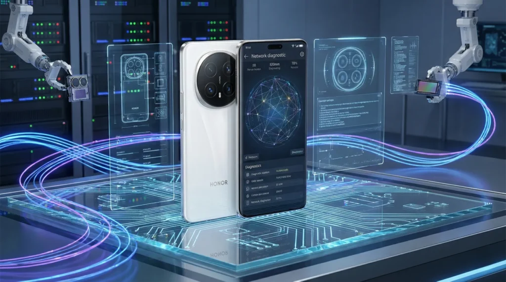 Honor Magic 8 Pro: Anteprima e Specifiche Reali (Il "Caso" Batteria EU Svelato) 1 Honor Magic 8 Pro colorazione Sunrise Gold con modulo fotocamera in evidenza.