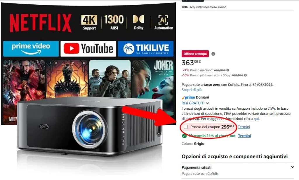 Coupon Amazon "Nascosti" e Sconti al Checkout: La Guida Pratica per pagare meno (Guida 2026) 2 Esempio casella coupon Amazon sotto il prezzo da cliccare per attivare lo sconto