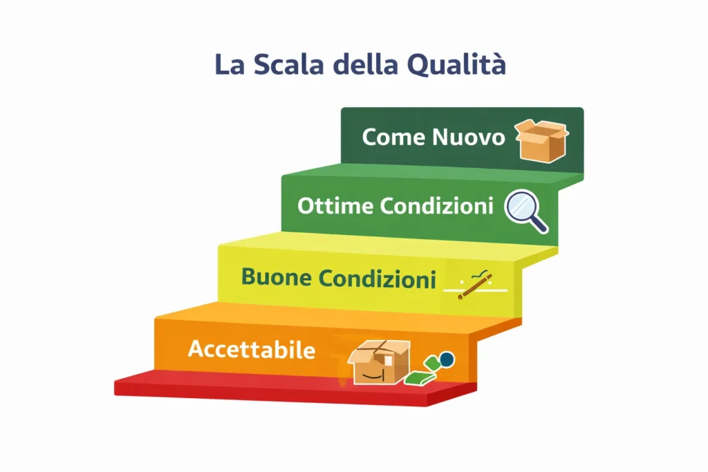 Amazon Seconda Mano (ex Warehouse): Conviene davvero? Guida 2026 per comprare Tech usato senza rischi 3 Gradi di usura Amazon Seconda Mano guida condizioni