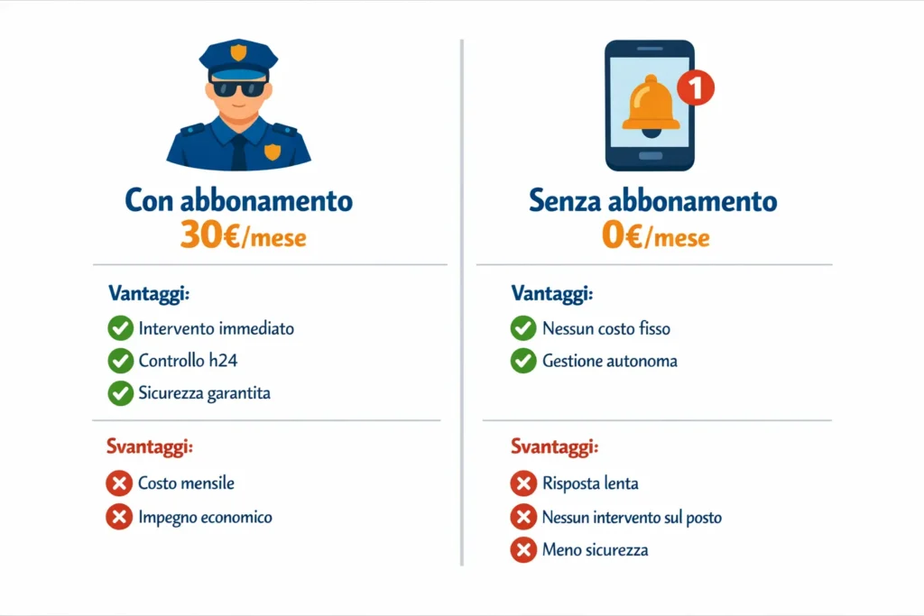 Allarme casa senza abbonamento: la guida per scegliere il kit perfetto (e risparmiare) 5 Confronto allarme casa con abbonamento vs senza — costi e differenze