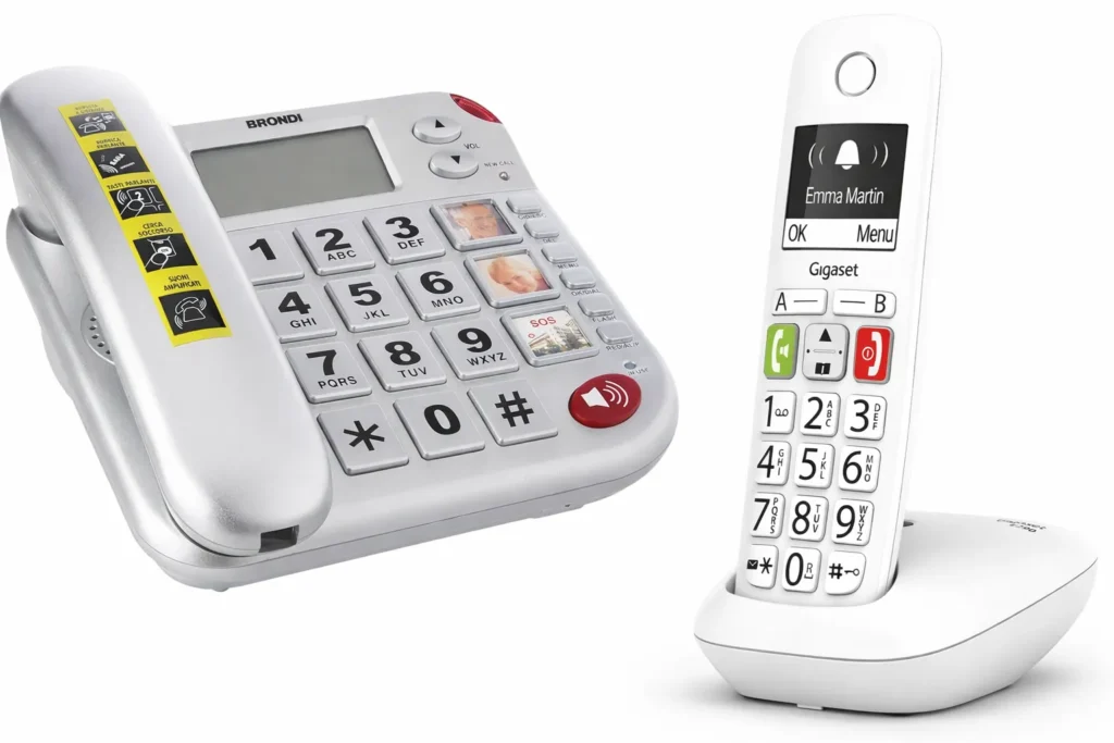Confronto telefono fisso con filo vs cordless per anziani &mdash; tasti grandi