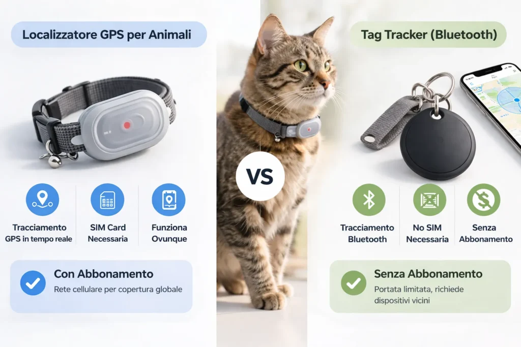 Confronto localizzatore GPS con abbonamento vs senza abbonamento per gatti