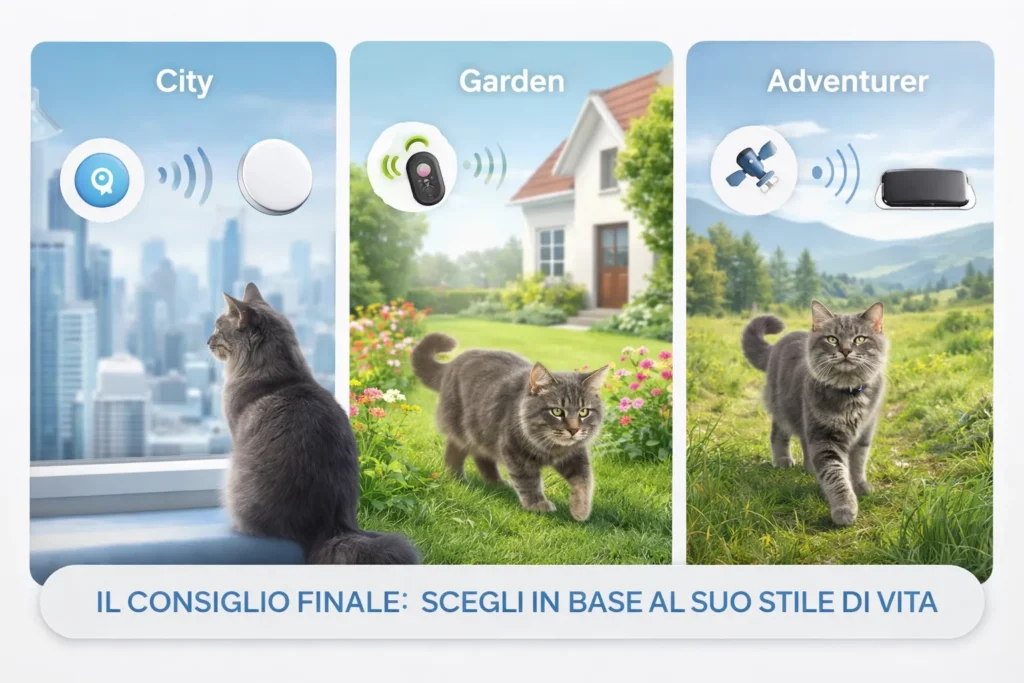 Confronto dei migliori localizzatori gatto senza abbonamento per stile di vita (citt&agrave;, giardino, campagna)