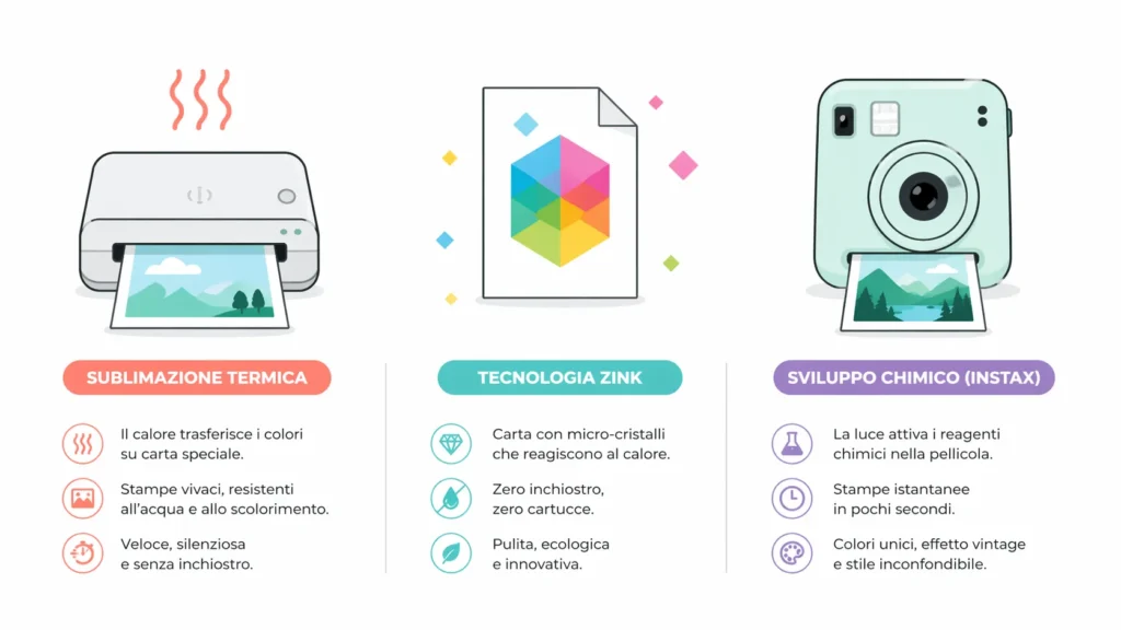 Tecnologie stampa portatile: sublimazione termica vs ZINK vs Instax