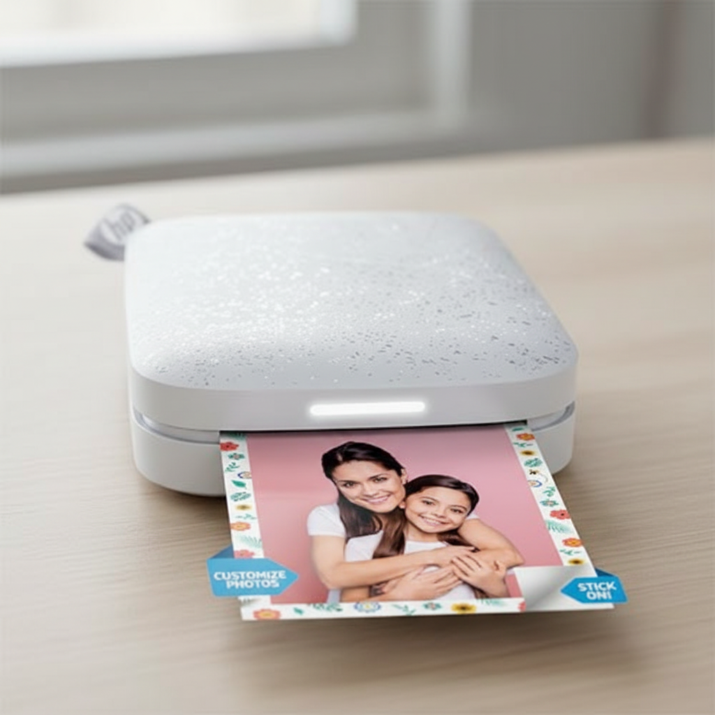 Quale stampante comprare per casa: laser, inkjet o serbatoio ricaricabile? 3 HP Sprocket Stampante Fotografica Istantanea 5×7,6 cm Bianco — Sticker Subito, Zero A — illustrazione editoriale
