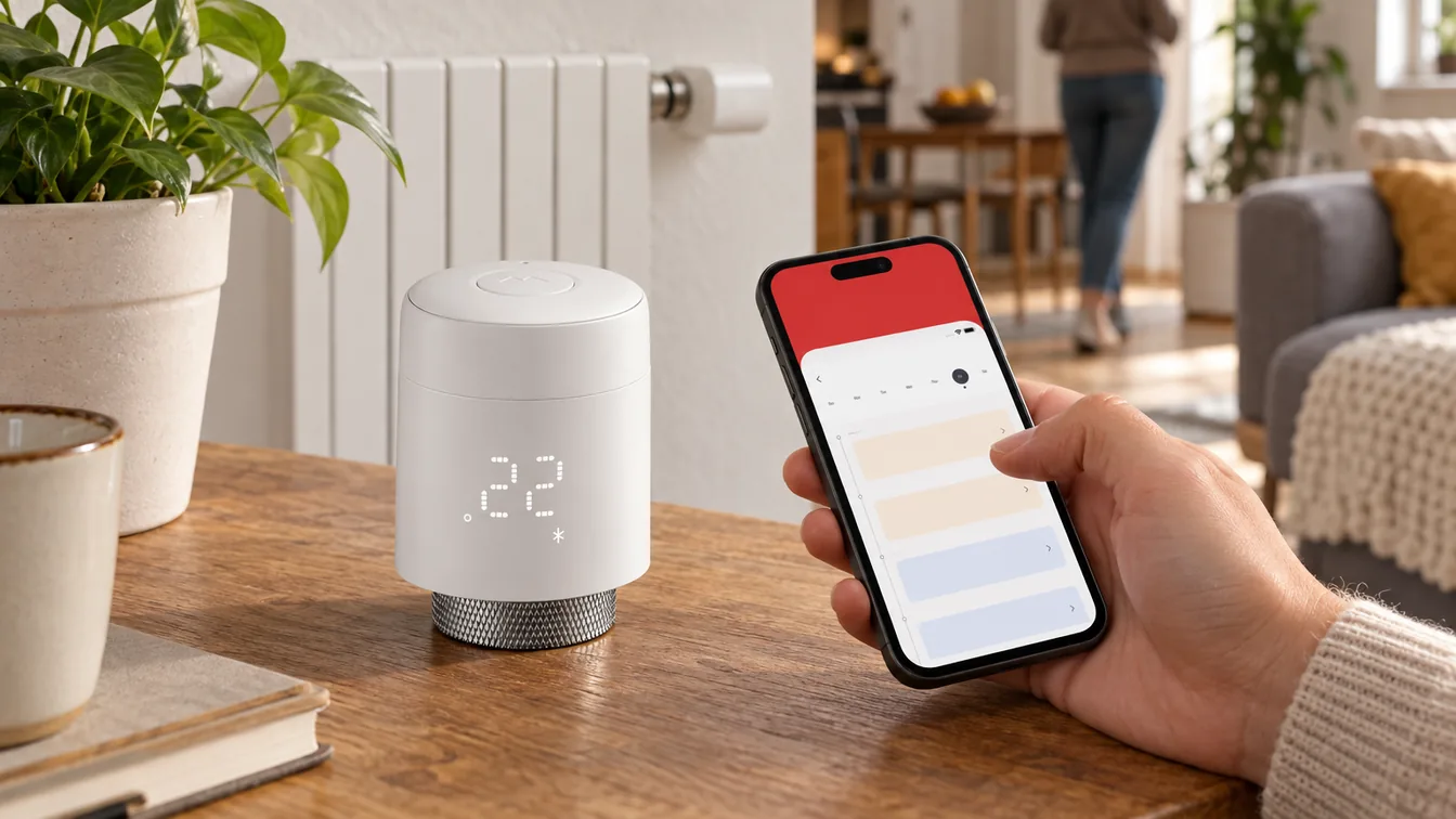 SwitchBot Termostato Smart per Radiatore, App e Bluetooth, 6 Adattatori | Risparmio energe — illustrazione editoriale