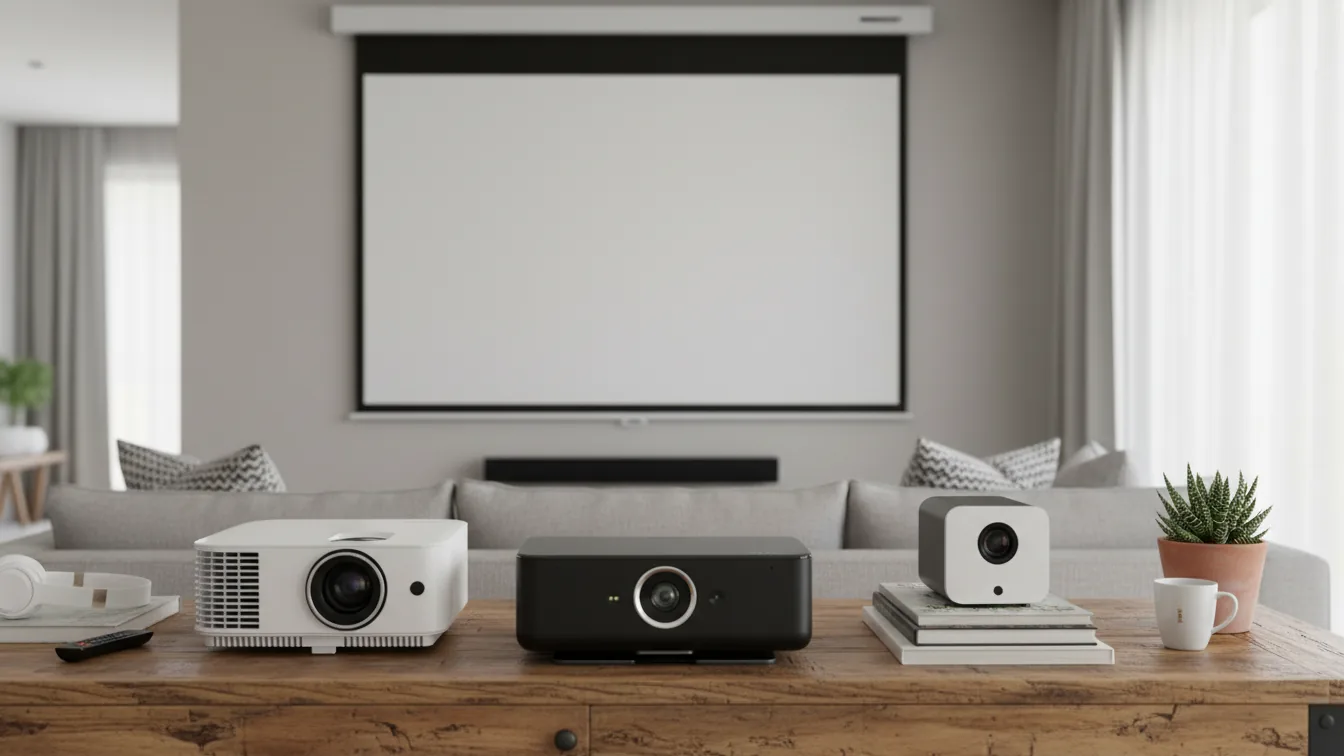 Estelle One Proiettore 4K con Android 12 — per chi guarda film senza prese vicine — illustrazione editoriale