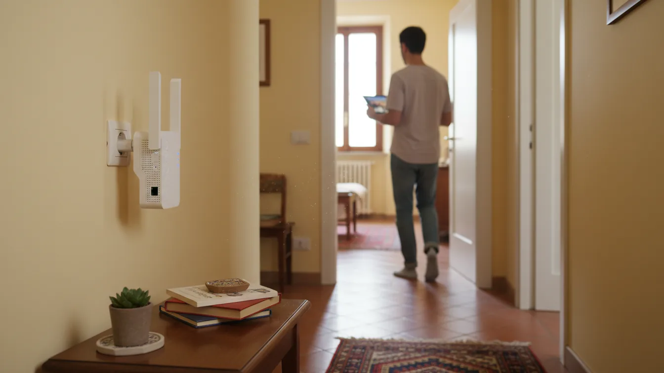 Ripetitore WiFi: quale prendere secondo quanto devi coprire 1 Strong Ripetitore WiFi 6 AX3000 — estendi la rete senza perdere velocità — illustrazione editoriale