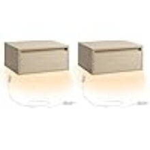 Comodini sospesi beige con luce e cassetto