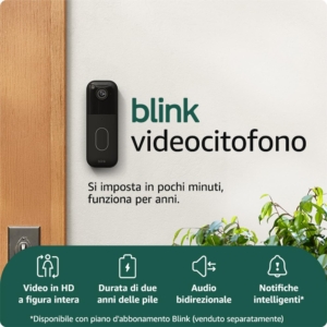 Blink videocitofono HD wireless, pile 2 anni, Alexa